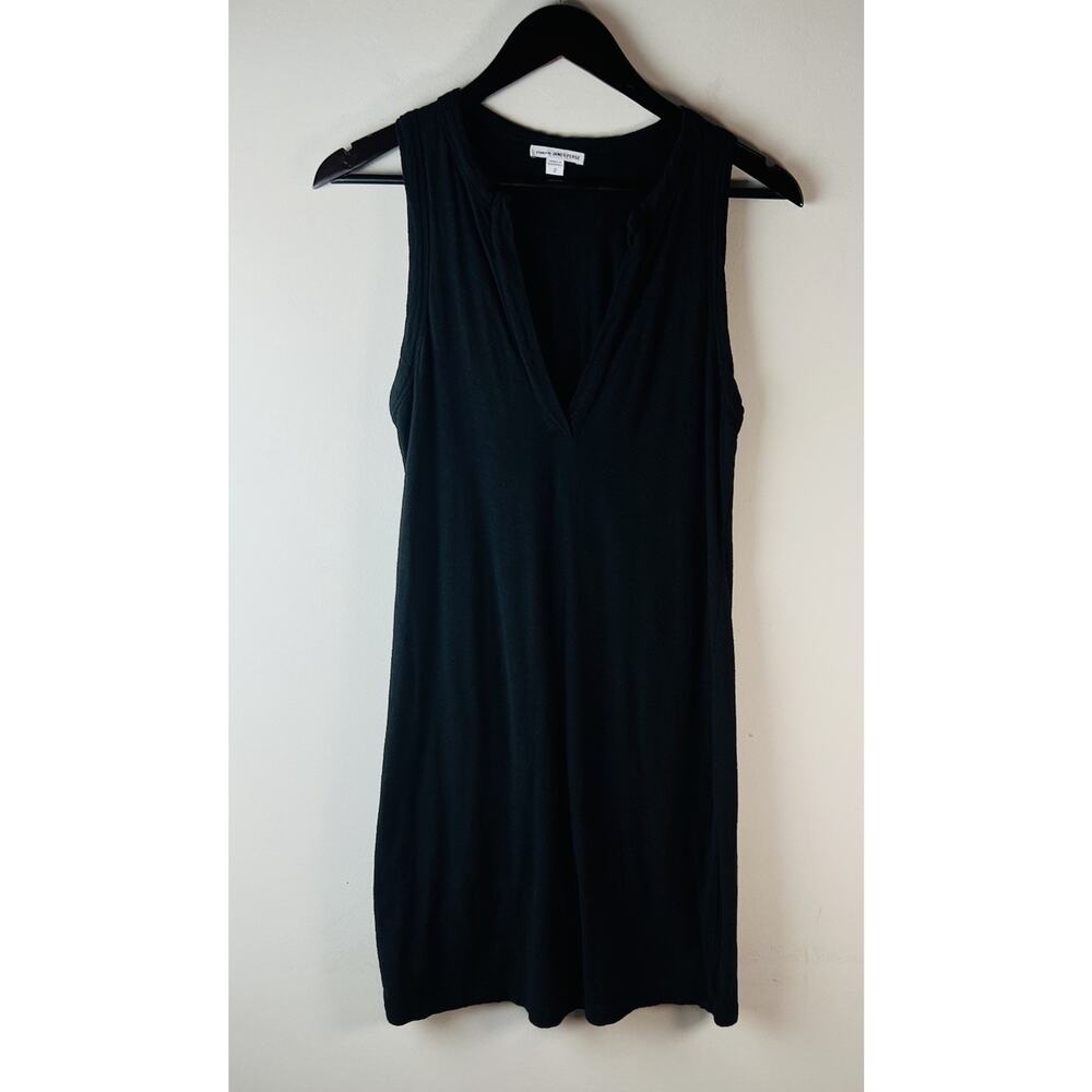 Standard James Perse Black Mini Dress Size 2 Sleeveless Deep V Neck Minimalist